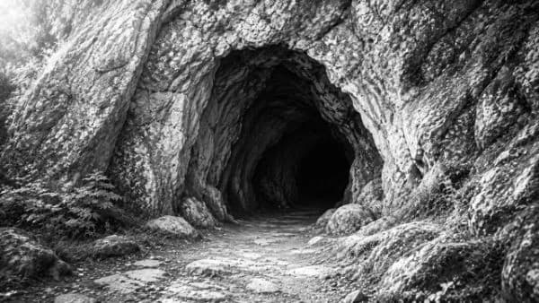 A black-and-white photograph of a dark cave entrance, representing the hidden signs of cold depression.