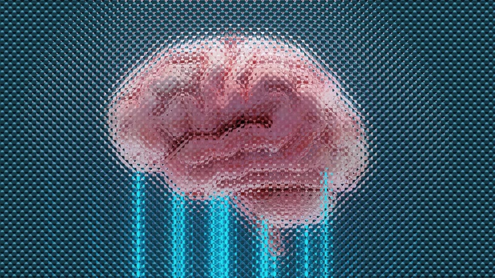 Abstract glowing rendering of a human brain